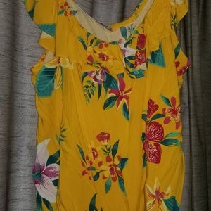 Yellow ruffle floral print top